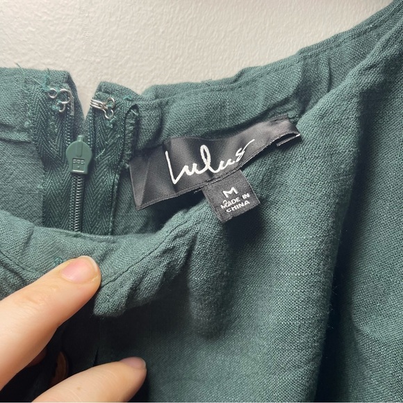 Lulus Women’s Green Off Shoulder Ruffle Maxi Dress in M NWT Belted Button Front - Picture 5 of 12